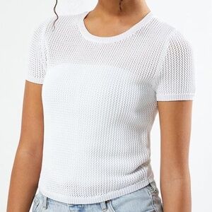 La Hearts White Textured Knit Top